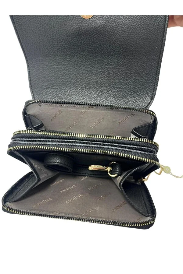 Armine Kadın Yeni Sezon Trend El Ve Omuz Askılı Cüzdan Çanta 381 Siyah Noktalı