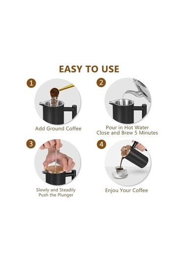 Wondernest Yalıtımlı Siyah Pres Makinesi Kahve Jialan Fransız Duvar Çift Hi Siyah