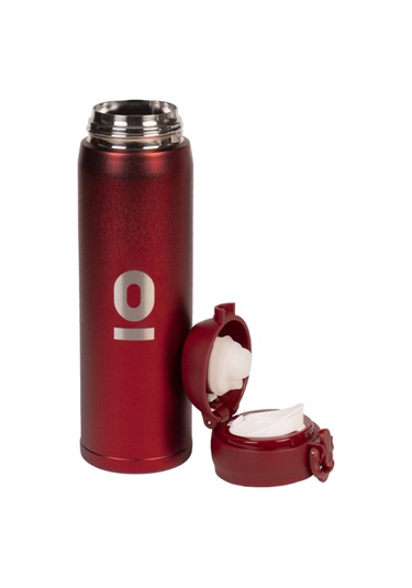 Kırmızı Dokulu Paslanmaz Çelik Termos 430 ML Kapaklı No:105