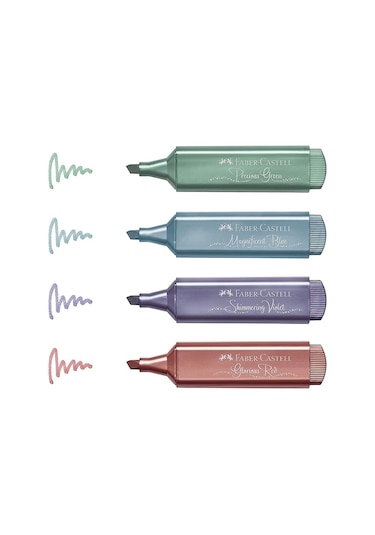 Faber-Castell Fosforlu Kalem 46 Metalik Renkler 4'lü Çok Renkli