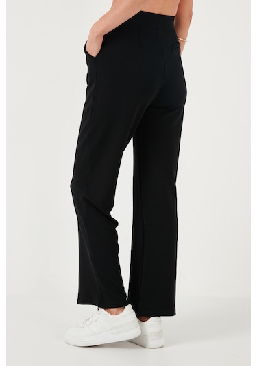 Lela Regular Fit Yüksek Bel Bol Paça Bayan Pantolon 5861279 Siyah