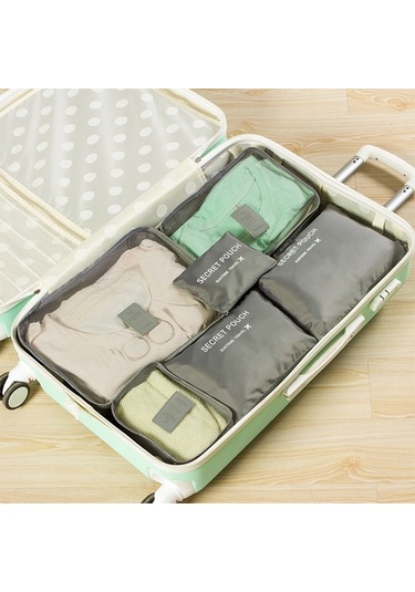 Sones 6 Adet/takım Seyahat Çantası Giysi Bagaj Düzenleyici Yüksek Kapasiteli Örgü Paketleme Küpleri Gri Diğer