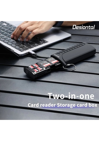 Honeybeeshop Dk10 Taşınabilir Toz Su Geçirmez Darbeye Dayanıklı 2si 1 Arada Kart Okuyucu Kılıf Çoklu Kart Okuma Büyük Kapasite