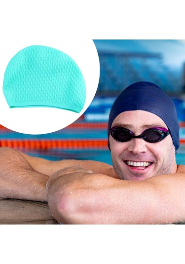 Suntek Silikon Yüzme Bonesi Saf Renk Kadın Erkek Kız Uzun Mavi