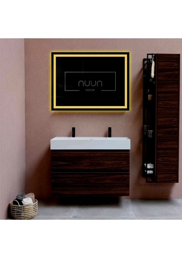 Nuun Dekor 90x70cm Günışığı Ledli Kumlamalı Banyo Aynası - Trafolu Şeffaf