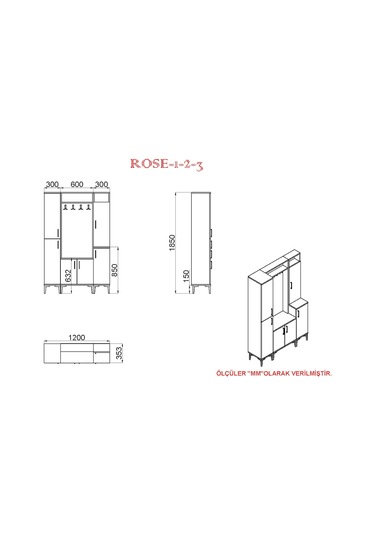 Kalenderdekor1 Kalender Dekor Rose-1-2-3 Rs01 Portmanto Vestiyer Ayakkabılık