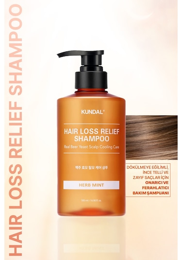 Saç Dökülmelerine Karşı Şampuan Kundal Hair Loss Relief Shampoo Real Beer Yeast 500 Ml Herb Mint