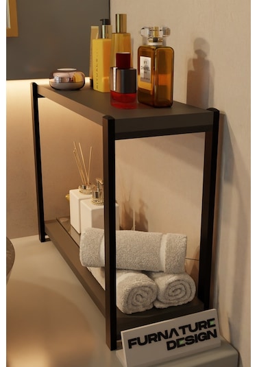 Banyo Düzenleyici 2 Raflı Metal Masa Üstü Organizer - Antrasit