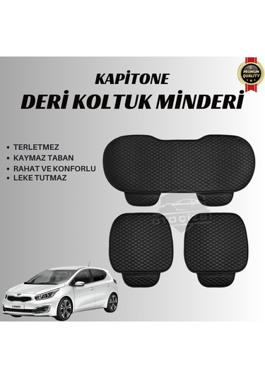 Kia Ceed Uyumlu Deri Kapitone Koltuk Minderi Koruma Kılıfı 3 Lü Set