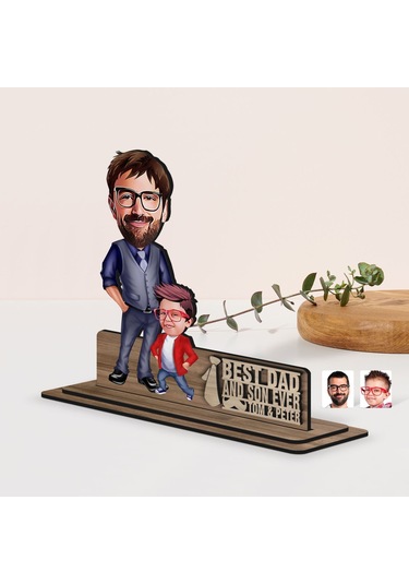 Bk Gift Kişiye Özel 3d Kabartma İsimli Baba-oğul Karikatürlü Ahşap Biblo-2, Babaya Hediye, Babalar Günü Hediyeleri Kobitmeyen138201 Bk Gift