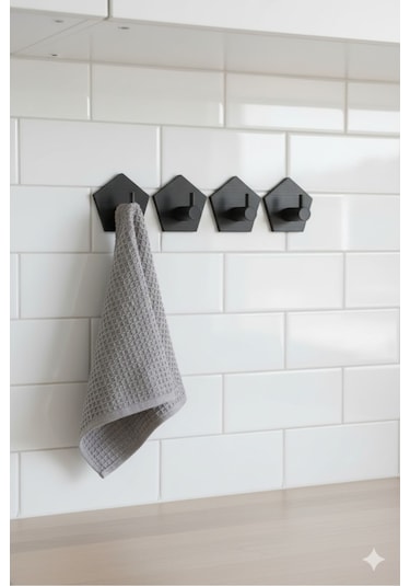 4 Lü Askılık Havlu Askısı, Bornoz Askısı, Kapı Arkası, Duvara Monte, Dayanıklı Malzeme, Mavi 71 Mavi