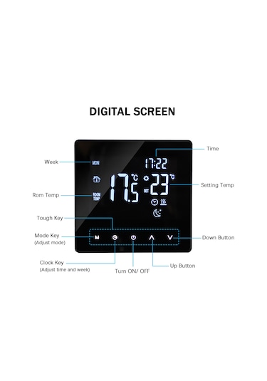 Xindoker Beyaz Wifi Akıllı Isıtma Termostati - Lcd Dokunmatik Ekran, Haftalık Programlama, App Kontrol, 16a, Doğru Sıcaklık Regülasyonu