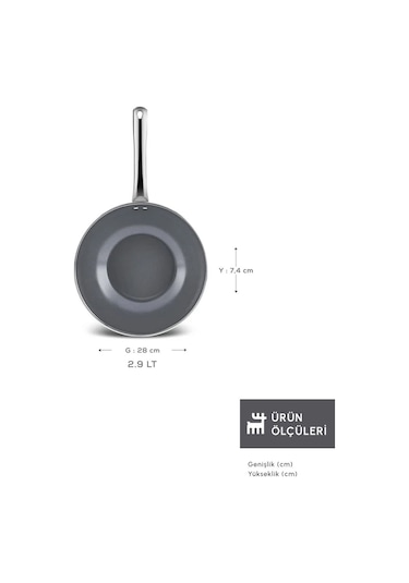 Karaca x Refika Swiss Crystal Creamy Metal Wok Tava 28 Cm