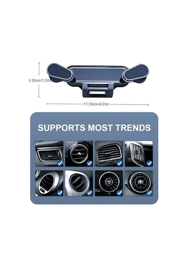 Seametal Araç Telefonu Tutucu Yerçekimi Gps Desteği 360 Derece Dönebilen Araç Hava Firar Dağı Siyah