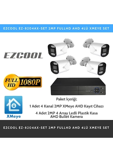 Teknoteg - Ezcool Ez-8204ax-set 2mp Fullhd Ahd 4lü Xmeye Set