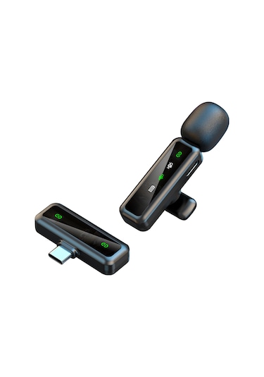 Akıllı Telefonlar İçin H63 2.4g Kablosuz Yaka Mikrofonu Canlı Akış Gürültü Azaltma Mikrofonu, 1 Verici + 1 Alıcı - C Tipi Konnektör