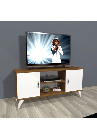 Decoraktiv Eko 120 Mdf Retro Tv Ünitesi Tv Sehpası - Ceviz - Beyaz Ceviz