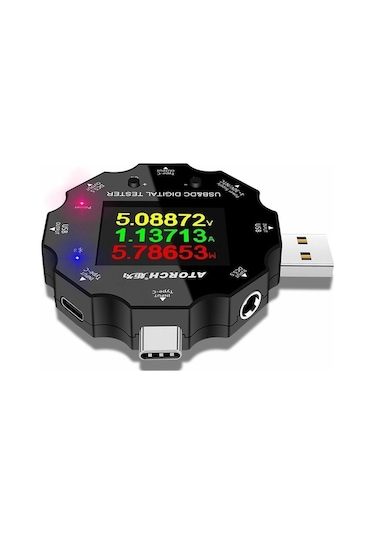 Atorch Ud18 18-arayüz Çok Bağlantı Noktalı Weichuang01 Multimetre Dc5.5 / Usb 3.0 / Tip-c Sıcaklık Güç Akım Test Cihazı Gerilim Dedektörü