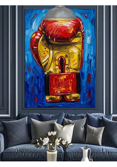 Kırmızı Tek Büyük Boks Eldiveni Dekoratif Kanvas - Mdf Ahşap Tablo