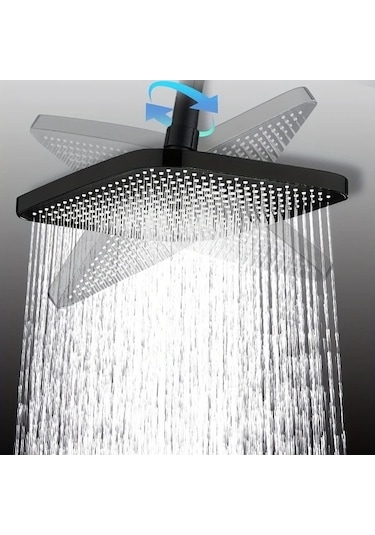 Fastbuy Challenger Siyah Kare Duş Başlığı Yüksek Basınç Endüstriyel Tasarım Su Geçirmez Ev Ve İş Kullanımı Siyah