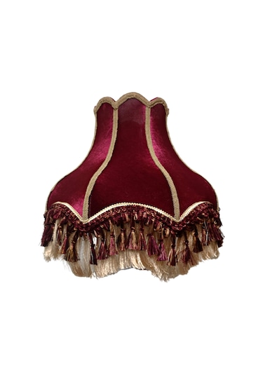 Bordo Vintage Lambader Kadife Kumaş Kaplama Metal Gold Kaplama Ay