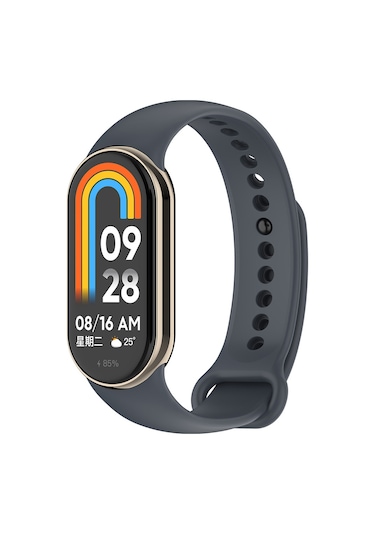 Ekılıf - Xiaomi Mi Band 8 Uyumlu - Kordon Klasik Kordon Silikon Strap Kayış - Gri