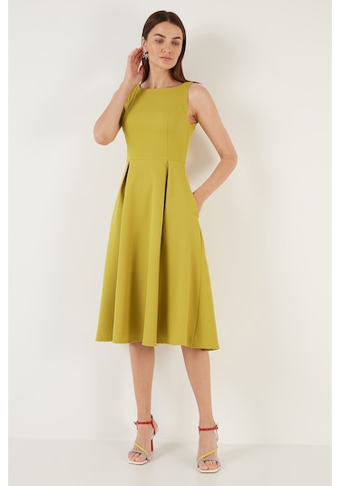 Lela Bayan Elbise 6051963 Yağyeşili Yeşil