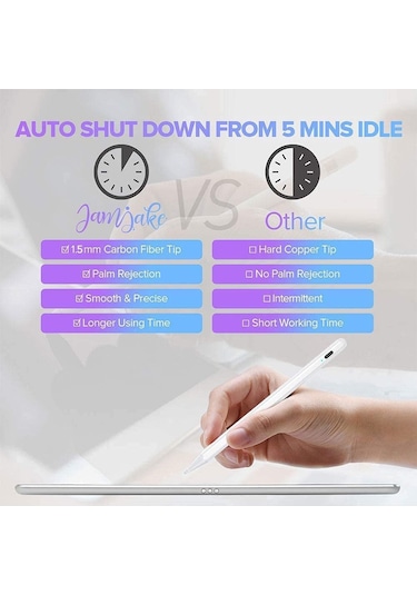 Apple Uyumlu iPad  Stylus Dokunmatik Kalem Palm Rejection Mıknatıslı Eğilmeye D
