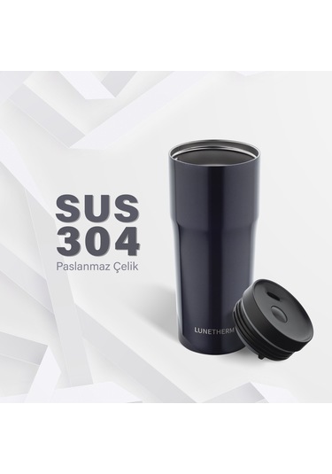 Lunetherm Sızdırmaz Vakumlu Çıft Katmanlı Bardak Termos -Lacivert