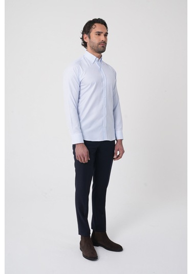 Bisse Erkek Uzun Kollu Mavi Desenli Regular Fit Gömlek Gmczg252054 C35 Mavi