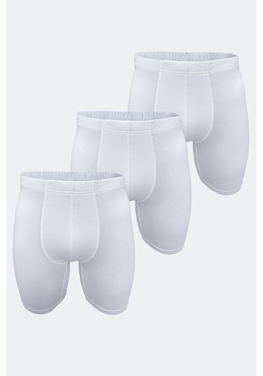 Malabadi Erkek Beyaz 3 Lü Paket Uzun Paçalı Modal Boxer 3m018 Beyaz