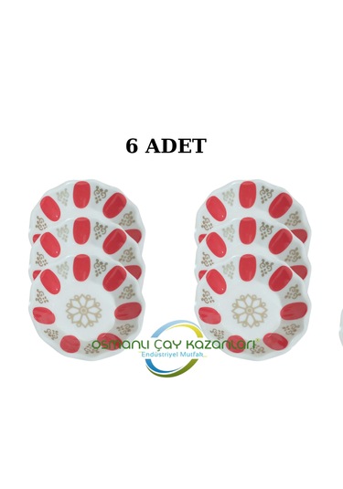 Osmanlı Gültaş Melamin Tabak Altlığı ,kahveci Çay Tabağı 1, Kali Beyaz - Kırmızı