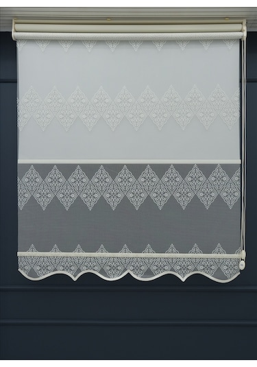 Çift Mekanizmalı Tül+stor Güneşlik Perde Çiftli Sistem - 2 Perde Tek Ürün Ekru