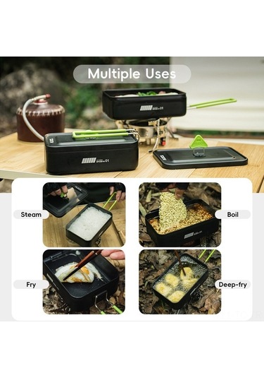 Createtech Siyah Kamp Ocağı Seti Katlanabilir Kaşık Çatal Alüminyum Alkol Alaşımlı Siyah