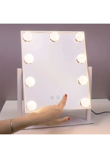 Oldfriend Siyah 1 Adet Led Işıklı Döner Makyaj Aynası, Yatak Odası Ve Banyo İçin Işık Renkli Makyaj Aynası Siyah