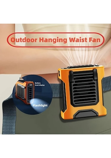 Xuweiwei Taşınabilir Bel Fanı 8000 Mah Büyük Kapasite Yeşil 4 Hız Seçeneği Boyun Ve Bel Kayışlı Şarjlı Masa Fanı Ev Ofis İçin