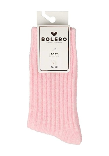 Bolero Kaşmir Yünlü Kadın Kışlık Bot Çorabı Pembe