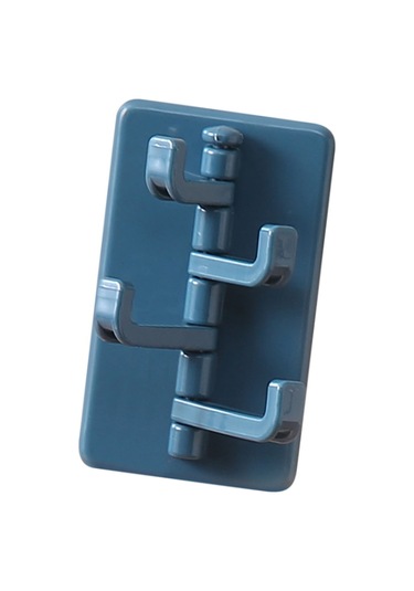 Kangvka Döner Dörtlü Duvar Kanca - Deliksiz Montaj, Japon Tabanlı Yapışkan, Mutfak/banyo Uygun, Mavi