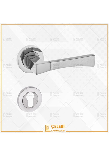 Viktorya Kol Yuvarlak Rozetli Nikel Saten Yale Kapı Kolu