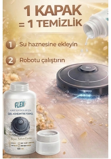 Robot Süpürge Yüzey Temizleyici Deterjanı 500 Ml Su Haznesi Düşük Köpük Teknolojisi İz Bırakmaz Beyaz Sabun Parfüm hızlı temizlik