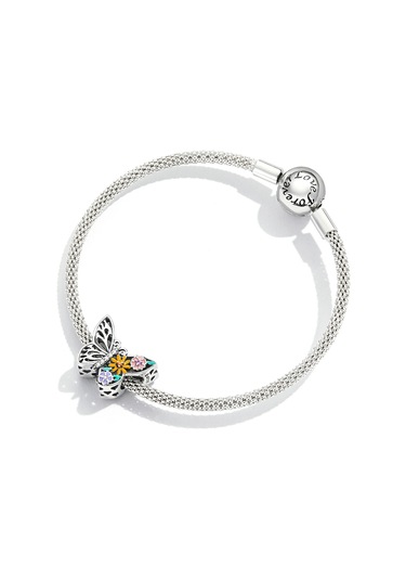 S925 Ayar Gümüş Çiçek Kelebek Boncuk Dıy Bilezik Kolye Aksesuarları Çok Renkli
