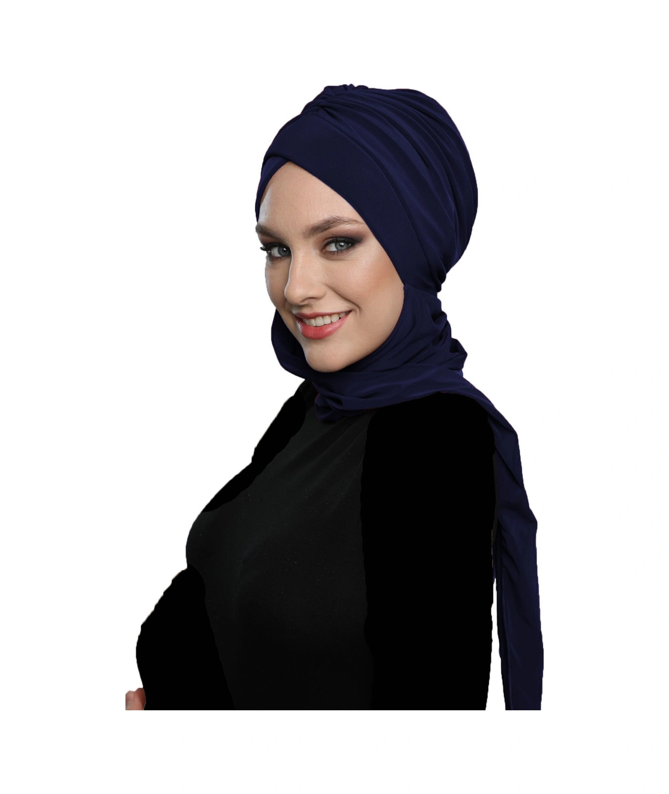 Kardelen Atkılı Astarlı Lacivert Hazır Türban Tesettür Havuz Ve Dış Bone Lacivert