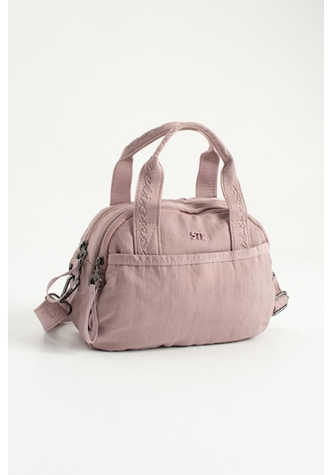 Kadın Omuz Çantası Elde Tutmalı Çapraz Askılı Postacı Bayan Çantası 20 27 Cm Astarlı Hafif Kumaş Pembe