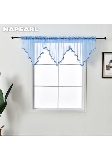 Açık Mor 1 Adet Napearl Şeker Renkler Dekoratif Saçak Perde Sırf Mutfak Yatak Odası Pencere Kısa Tül Perde Ev Dekor İçin
