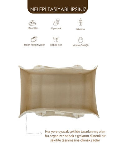 Mordesign Taşınabilir Keçe Çanta Yenidoğan Alt Açma, Kadın Çantası, Ev ve Seyahat Düzenleyici Organizer Bej