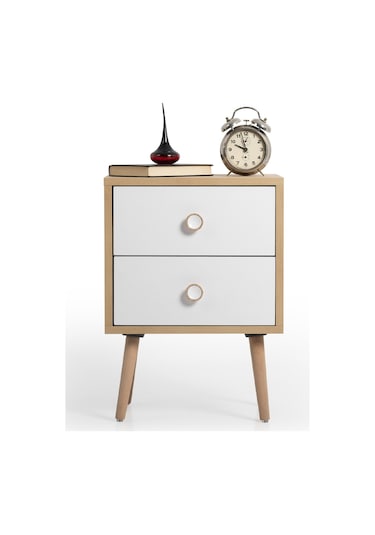 Flora Moderna Iki Çekmeceli Komodin Meşe