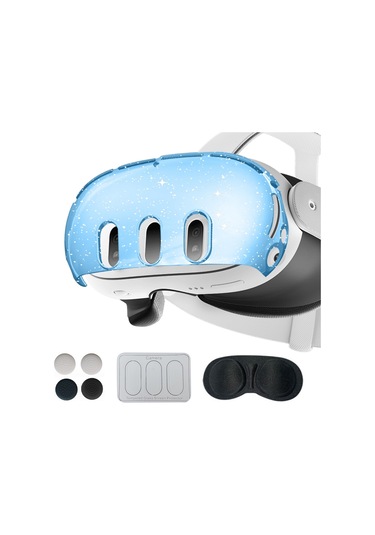 Meta Quest 3 Pc Koruyucu Kabuk İçin, Stil: 7'si 1 Arada Parıltılı Şeffaf Mavi