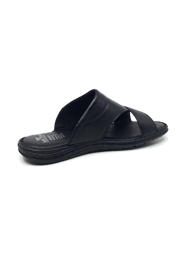 Luis Figo %100 Deri Ortopedik Erkek Günlük Büyük Numara Terlik 39-49 Siyah