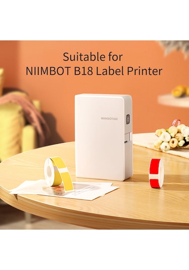 Dofolink B18 Etiket Makinesi İçin Pet Malzeme 14x120mm Sarı Termal Transfer Etiket Kağıdı 1 Rulo