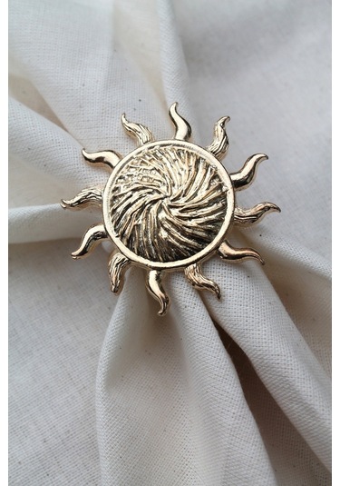 6 Adet Gold Güneş Metal Peçete Halkası - Napkin Ring M1